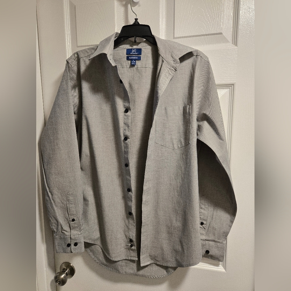 Men's George Classic Fit Light Gray Button Down Dress Shirt, S